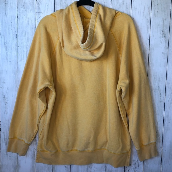 PINK Victoria’s Secret Vintage Wash Fleece Hoodie Yellow Pullover size Medium - Picture 2 of 9
